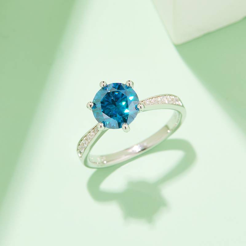 微镶灵动S925银镀白金MoissaniteWomen's Ring1.5ctD级